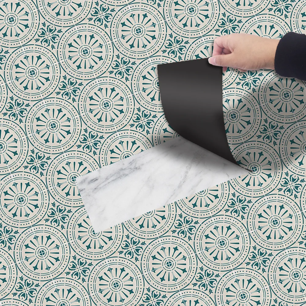 

Bohemian style thick floor leather PVC floor sticker 3D waterproof non-slip wear-resistant environmentally friendly stickers