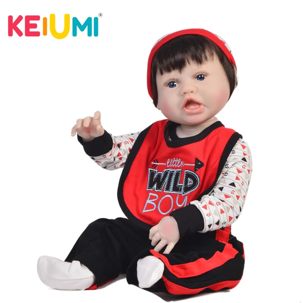 

KEIUMI 23 Inch Full Silicone Vinyl Reborn Baby Dolls Newborn Looks Like Drooling Baby Reborn Boy Toddler For bebe XMAS Gift Toys