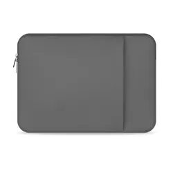 Neoprene Zippered Laptop Sleeve with Pocket - Unisex, Multiple Sizes - 15.6 - inch (Gray)