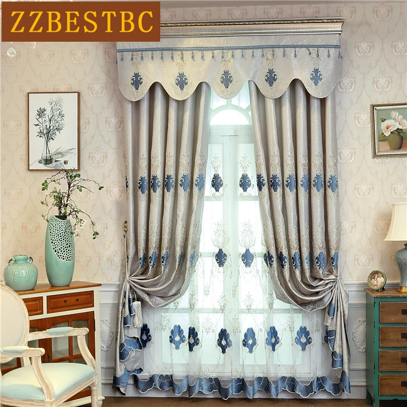 High Quality European Embroidered Villa French Window Blackout Curtains for Living Room Classic Luxury Flat Curtain Bedroom | Дом и сад