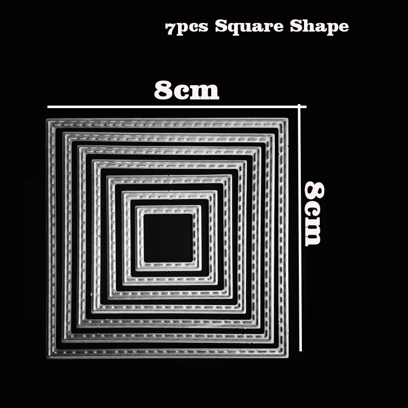 7/8/9 шт. резки металла умереть для скрапбукинга, круглая, квадратная, цветок Форма высекальная машина для тиснения для декорирование фотоальбома - Цвет: 7pcs Square Shape
