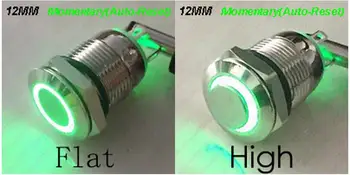 

2PCS 12MM Metal Switch Led 6/12/24/36/110/220V Ring Power Push Button Switch Self-reset Normally Open Momentry Not Fixed