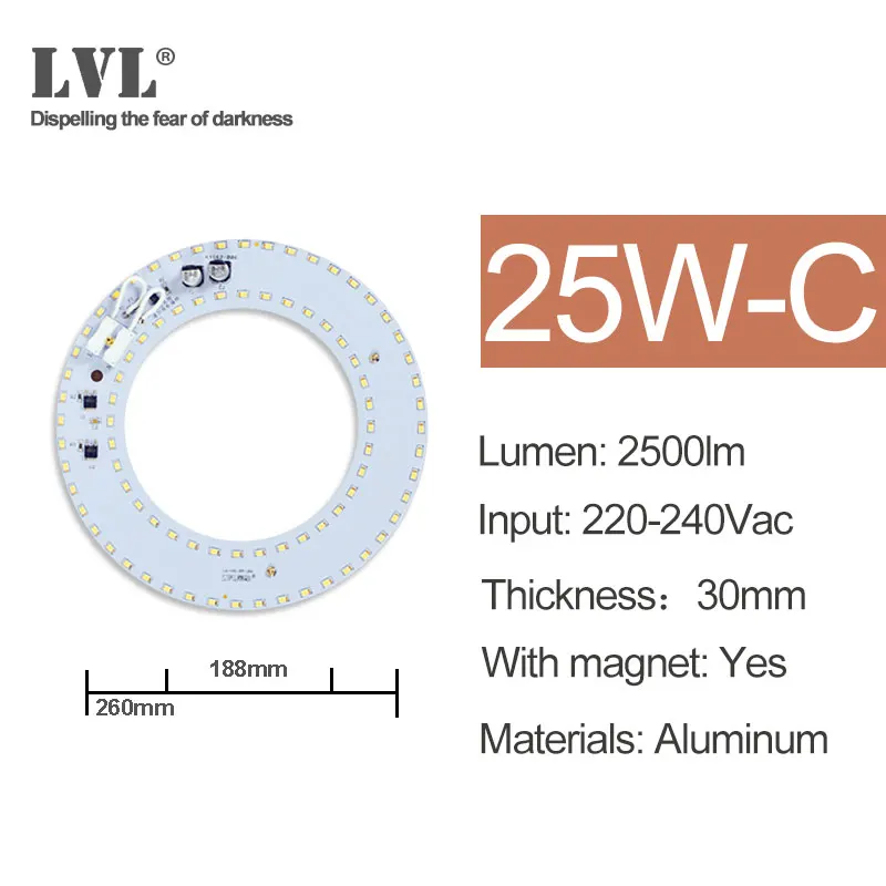 Светодиодный чип SMD2835 с бусинами, умный IC 220V вход 6000K 4000K 7W 10W 18W 25W 36W 40W DIY потолочный светильник - Испускаемый цвет: 25W-C