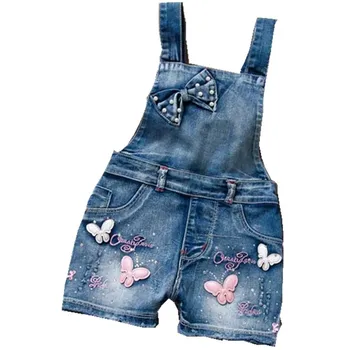 

2019 SPRING Summer US Style Girl Jumpsuit Cute Sweet Fashion Washed Jeans Denim Romper Jumpsuits Straps Short Pants Cowboy Blue