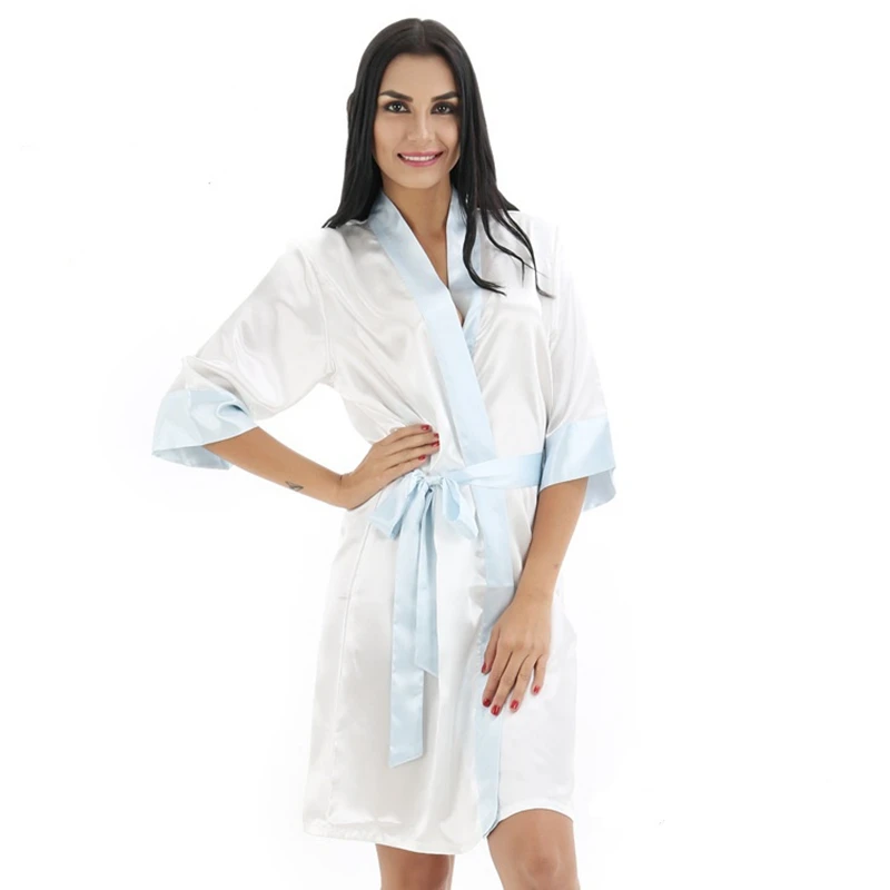 Для женщин Silk Satin Robe свадебные пижамы сексуальная короткая ночь Халаты модные