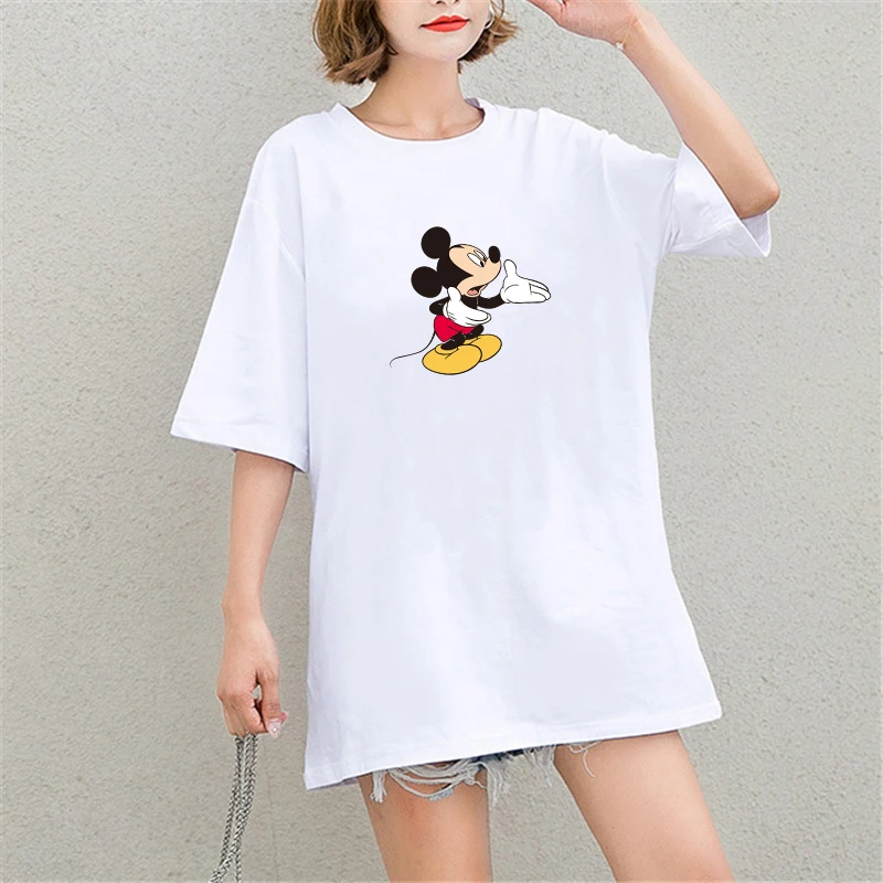 

2019 Summer T Shirt Mickey Mouse Print Cotton Casual Plus Size Tshirt Graphic Tees Harajuku T Shirts Streetwear Women Clothes