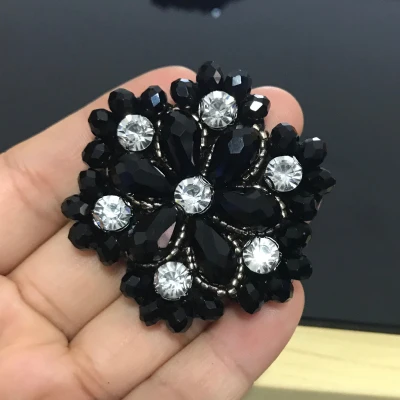 8 шт./лот модное с кристаллами, стразами бусины заплатка-аппликация в виде цветка Стикеры для сумки обувь Шапки - Цвет: A  black