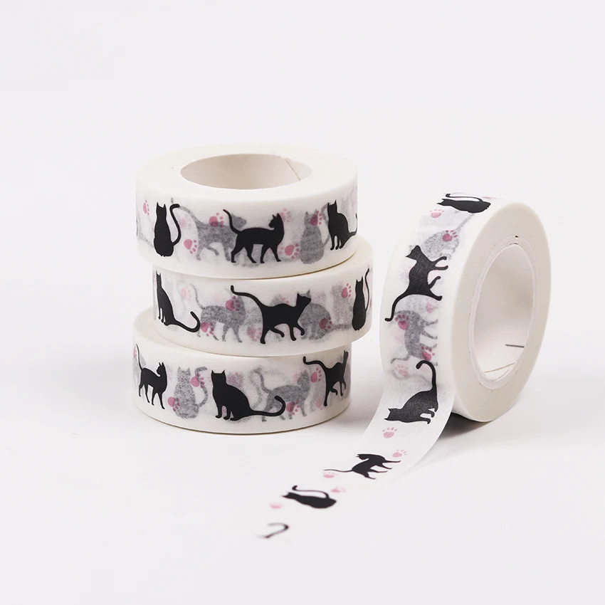 1%20PC%201.5Cm%20Wide%20Pink%20Foot%20Print%20Black%20Cat%20Washi%20Tape%20DIY%20Scrapbooking%20Sticker%20Label%20Masking%20Tape%20School%20Office%20Supply%20-%20Image%202