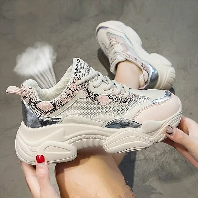 

BRKWLYZ 2019 Spring New Women Casual Shoes Mesh Comfortable breathable Platform Woman Sneakers Ladies Trainers chaussure