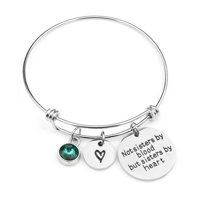 Friend Jewelry Not Sisters By Blood But Sisters By Heart Bracelet for Women Personalized Best Friend Birthstone Charm Bracelet Perfect Gift for Her