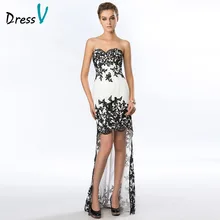 Chic Evening Dresses 2016 Sweetheart Lace Appliques Sheath Short Front Long Back Evening Dress 11229055