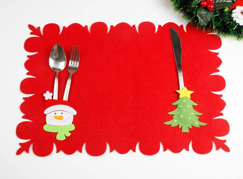 Рождественские украшения для дома Navidad Санта-Клаус Noel держатели для серебра подстилка под стол коврик год украшения - Цвет: snowman tree