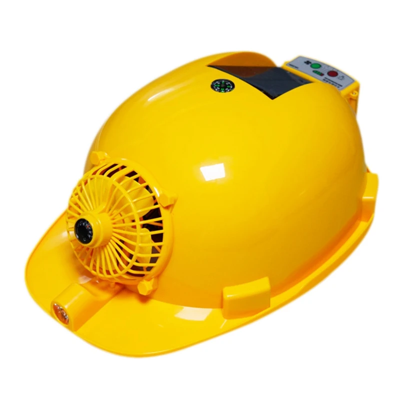 

Solar Charging Power Bank Air Conditioner Cooling Fan Outdoor Working Hard Hat Construction Worker Helmet.