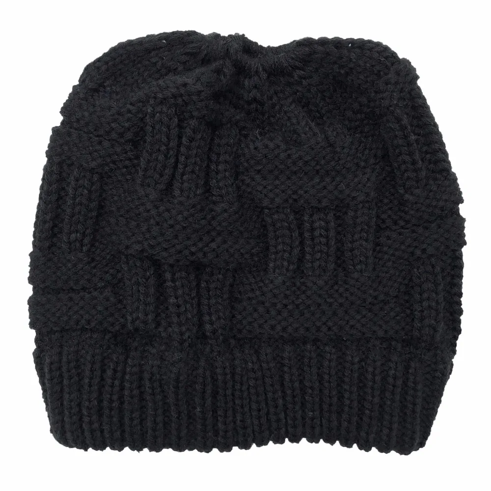 Fashion Ponytail Beanie Women Winter Hats Crochet Knitted Bamboo Ski Cap Skullies Beanies Warm Caps Female Stylish Hat Ladies