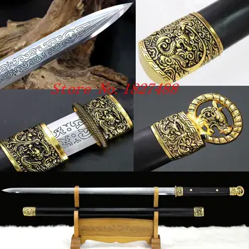 

Fully Hand-Forging 8Sides High Carbon Steel Blade Carving Dragon Pattern Chinese Han Dynasty Double Edge Sharp Battle Sword Jian