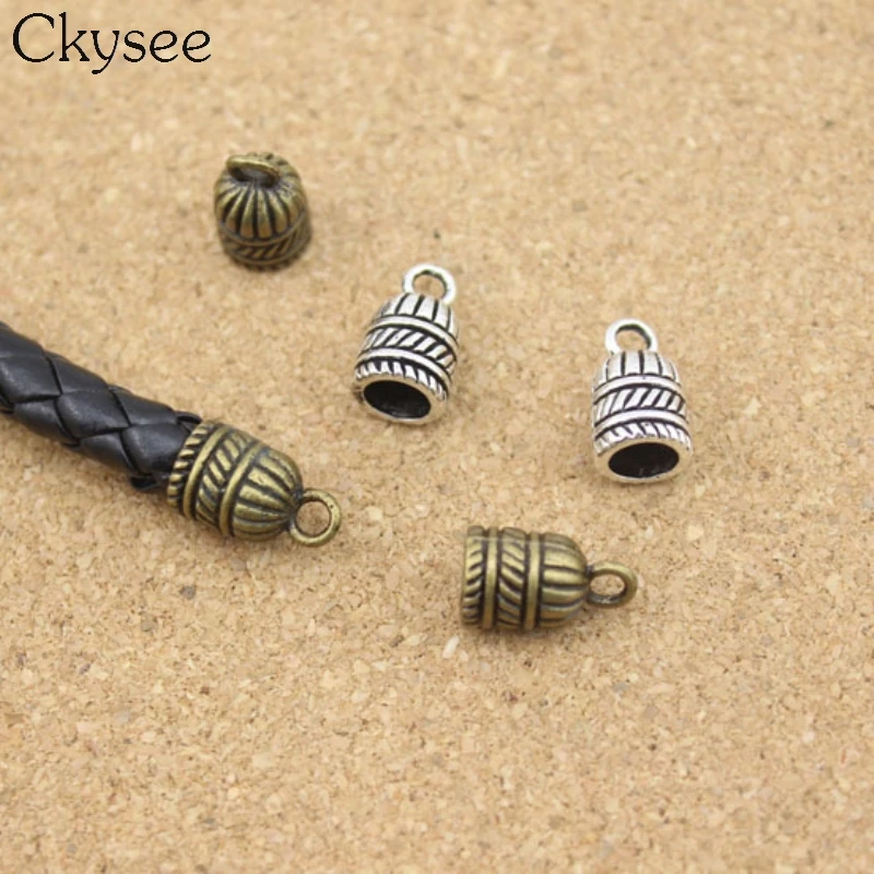 

Ckysee Wholesale 20pcs/lot Metal End Clasps Hole size 5.5mm Fitting Round Leather Jewelry Findings High Quality