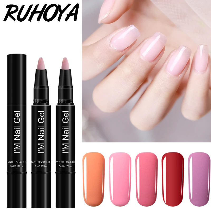 

Ruhoya Glitter One Step Gel Nail Polish Pen UV Gel Polish Varnish Nail Art Gel Pencil Manicure Nails Semi Permanent 3 In 1pen