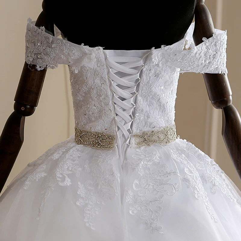 Mrs Win длинный шлейф бальное платье с поясом Свадебные платья свадебное платье с открытыми плечами Vestidos De Novia Robe De Mariee