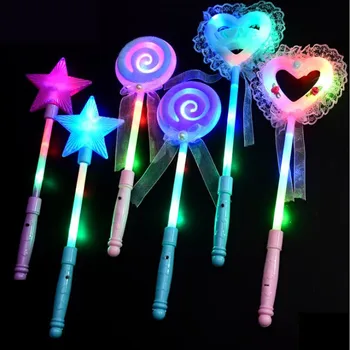 

Multiple LED Flashing Sticks Children Girls Star Heart Light Up Fairy Wand Sticks Birthday Glow Party PurimToy