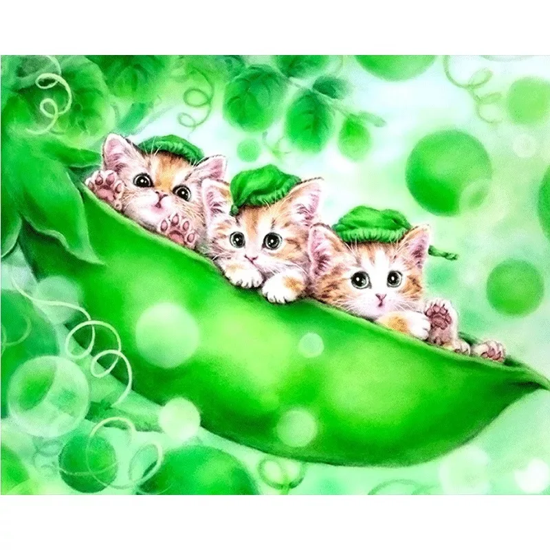 DIY Алмазная картина с котами из мультфильма dimaond вышивка полная дрель для кошек пара Алмазная картина мозаика полная круглая дрель - Цвет: Белый