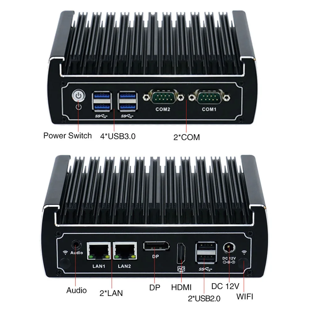 Мини-ПК Minisys без вентилятора intel core i3 7100u cpu dual ethernet lan nano itx настольный компьютер Поддержка M.2 порт 6 USB3.0 2 COM 12 В