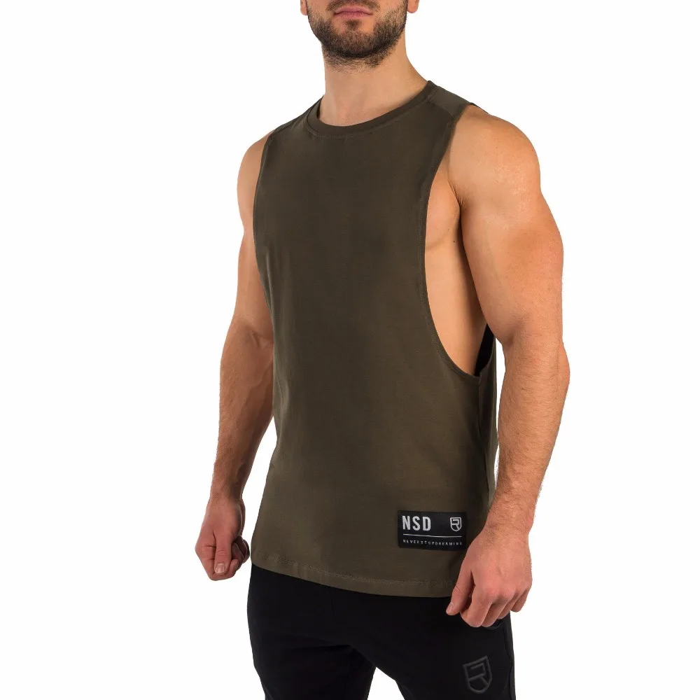 

2019 New RISE Men Bodybuilding Tank Tops Muscle Shirts Gyms Fitness Stringer Sporting Sleeveless Vest Singlets Shirts