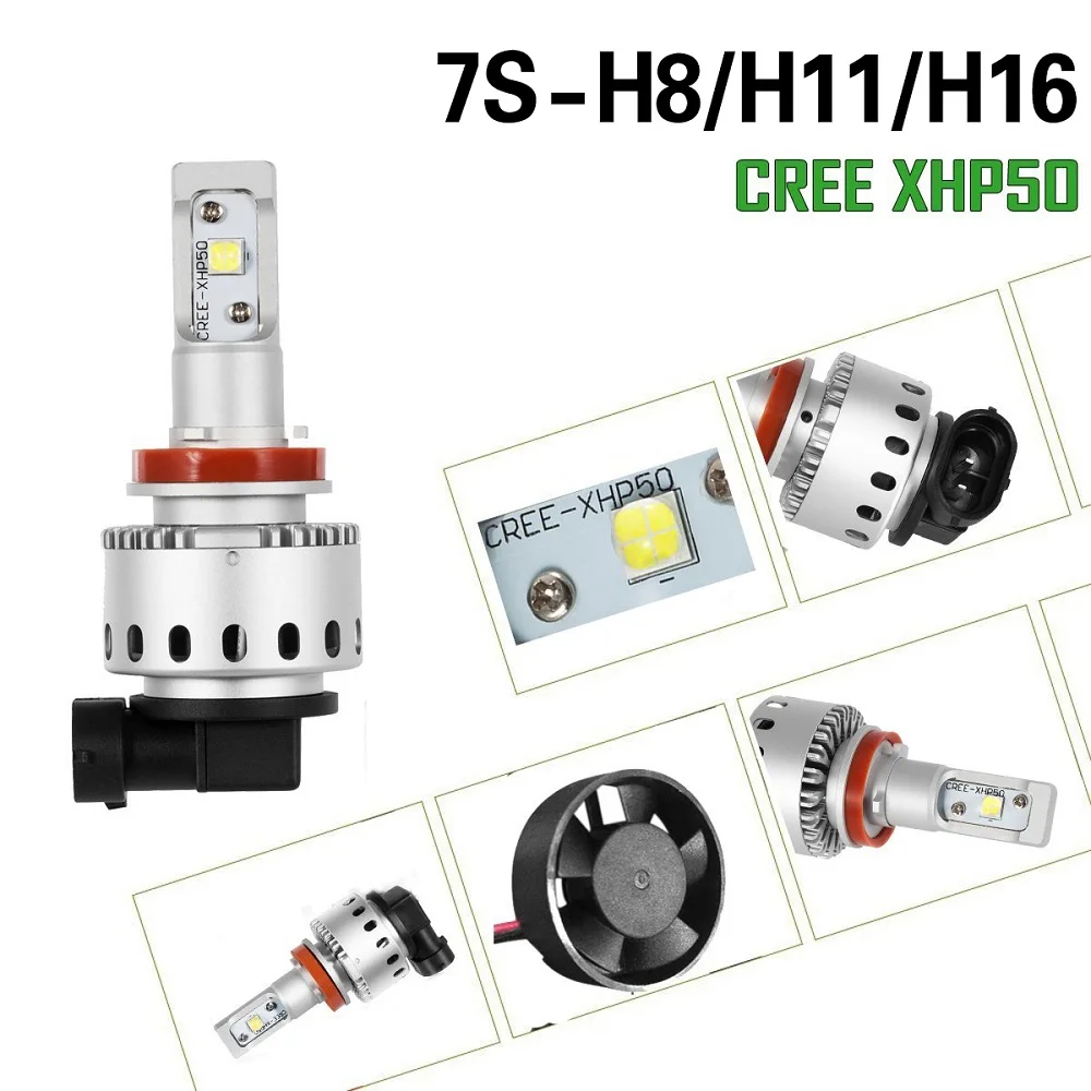 PAMPSEE 7S светодиодная лампа для автомобильных фар H11 LED XHP50 чипы 80 Вт 6500 лм 9005/9006 K