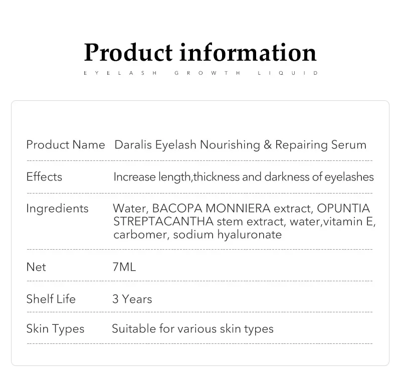 Daralis, 7 мл, Усилитель роста ресниц, натуральные лечебные средства, сыворотка для ресниц, удлинение бровей, питательный уход за кожей