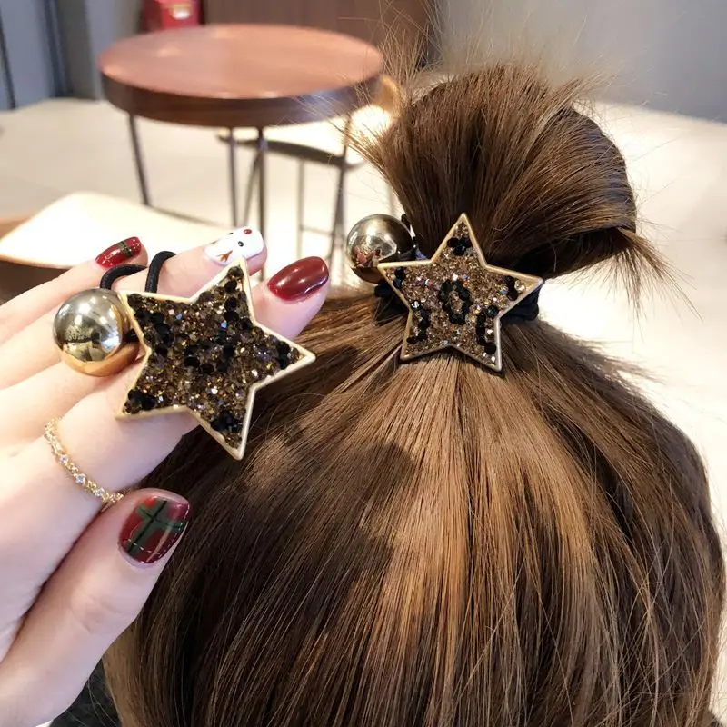 

Women Hair Accessories Rhinestone Beads Headbands Ponytail Holder Girls Geometry Elastic Hair Bands Rubber Rope Hair Jewelry