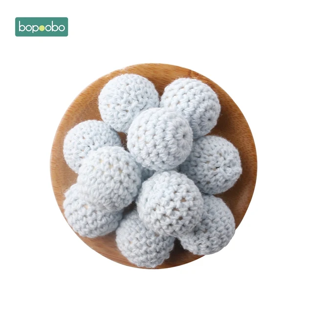 Bopoobo 20mm 10pcs Wooden Crochet Beads Chewable Beads DIY Wooden Teething Knitting Beads Jewelry Crib Sensory Toy Baby Teether 6