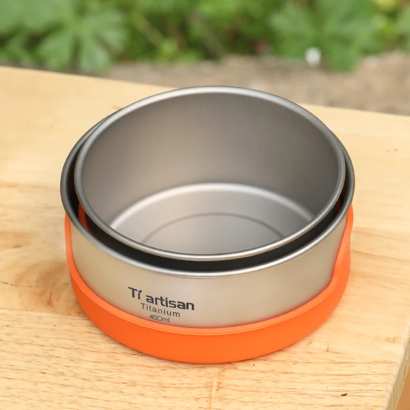 Tiartisan Pure titanium Bowl Camping Bowl Pan Pot Tableware Cookware 400ml or 450ml