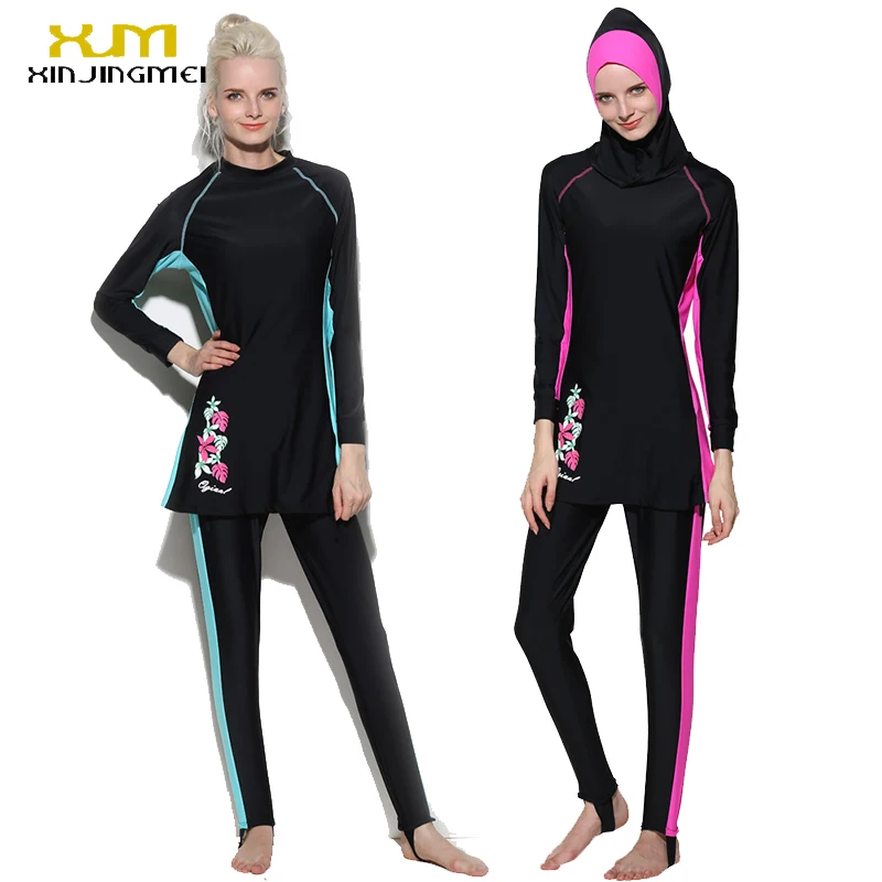 

2017 Hot Islamic Womens Swimsuits Muslim Swim Wear With Cap Islamic Swimming Suits Newest Vintage Cover Up Muslim Swim Suits
