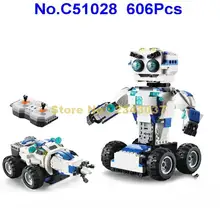 C51028 606 шт 2в1 technic пульт дистанционного управления rc трансформация деформация робот usb Электрический строительный блок игрушка