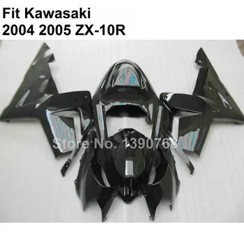

Hot sale fairings for Kawasaki Ninja ZX10R 2004 2005 glossy black ZX-10R 04 05 fairing kit 7 gifts KO58