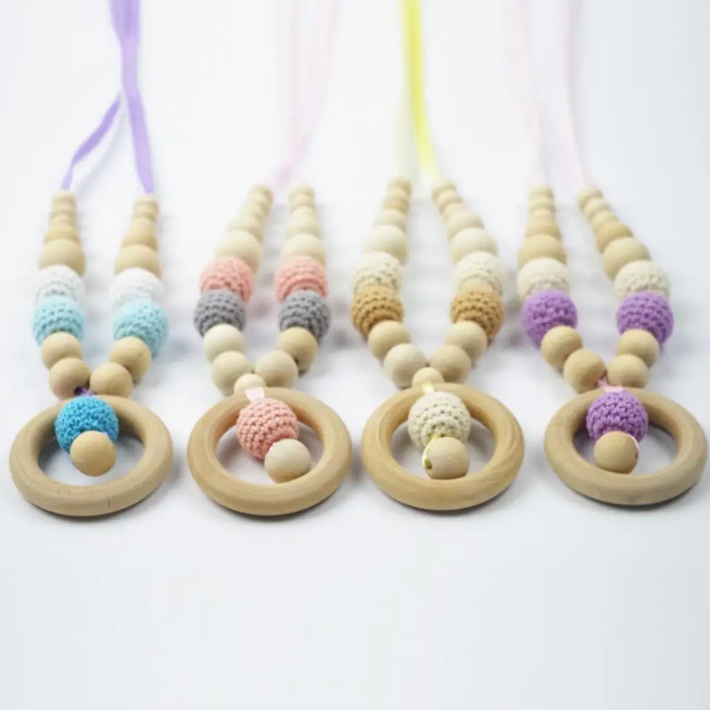 Handmade Baby Natural Maple Wooden Teething Rings Wood Baby Teether Rings Toys