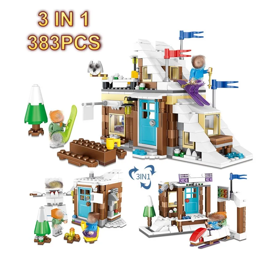

3in1 383PCS My World Minecrafted Figures Ice World Building Blocks DIY Bricks Legoed Minecraft Educational Enlighten Toys