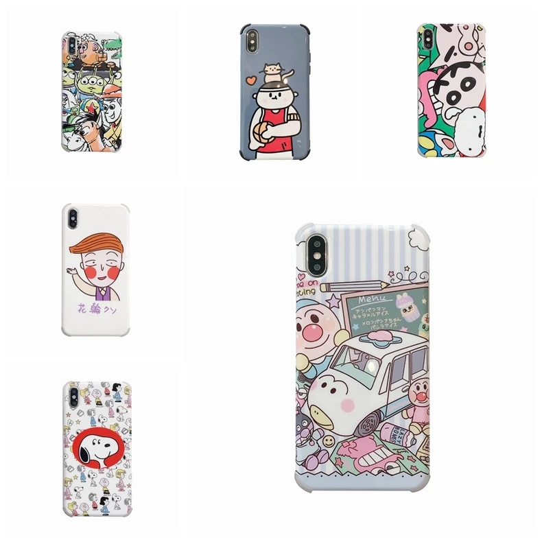 

Case for IPhone X 7 10 8 6 6s Plus 7plus 8plus XR XS MAX Cartoon Four-corner Shatter-resistant Glossy Mobile Phone Back Cases