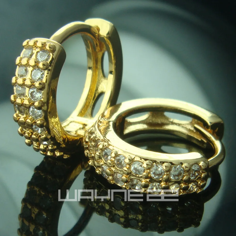 

Gold color cubic Zirconia hoop Earring E163