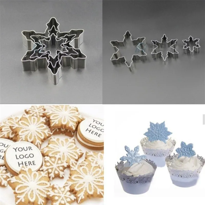 5 Pcs/Set Snowflake Stainless Steel Cookie Cutters Cake Baking Mould Bakery Tools Kitchen Cooking CA220