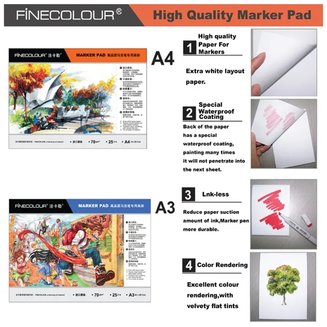 finecolour size a3 a4 bleedproof marker pad manga sketch marker manga page size