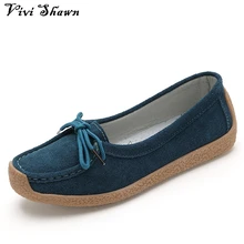 2017 High quality women flats cow split leather slip on loafers spring moccasins female zapatos chaussure femme