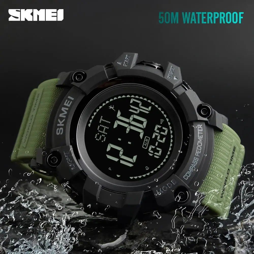 Skmei Military Sports Watches Waterproof Compass Pedometer Calorie Men