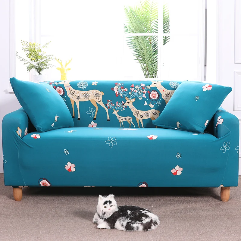 Sectional Sofa Cover All-inclusive Couch Case Tight Wrap Elastic Slipcover Christmas Deer Printed Sectional Sofa Cover All-inclusive Couch Case Tight Wrap Elastic Slipcover Christmas Deer Printed