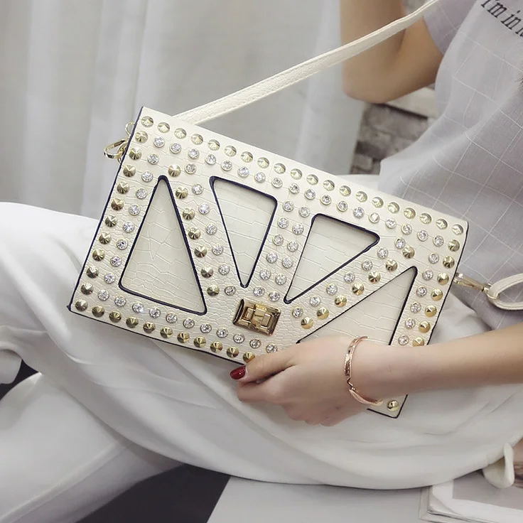 الأزياء براشيم المرأة الفاصل حقيبة الماس السيدات مغلف أكياس مساء أكياس بو الجلود crossbody للمرأة في الكتف حقيبة براثن