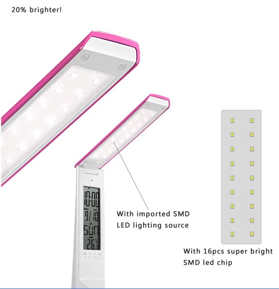 [Seven Neon] 10 комплектов патентный дизайн 16 светодиодов с регулируемой яркостью складной и Перезаряжаемый яркий светодиодный Настольный светильник с календарем, светодиодная настольная лампа для чтения