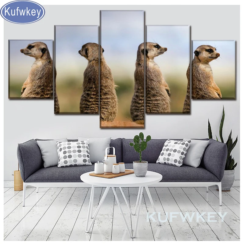 

5d Diamond painting Meerkat 5 Piece full resin drill embroidery painting cross-stitch mosaic painting rhinestones animal picture