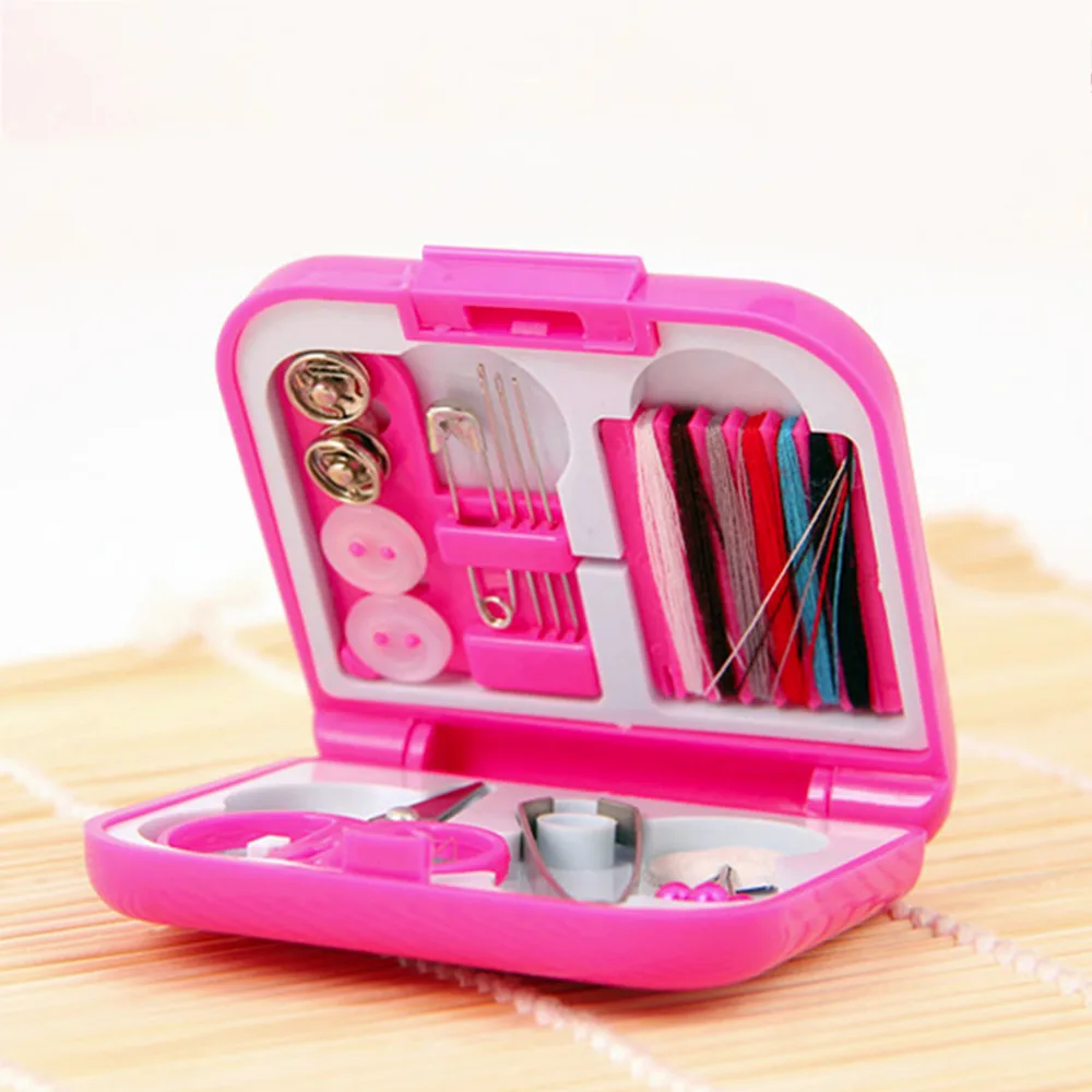 

Portable Travel Sewing Kits Box ABS Plastic Needle Threads Scissor Compact Design Travel Thimble Home Tools 7*6.5*2cm