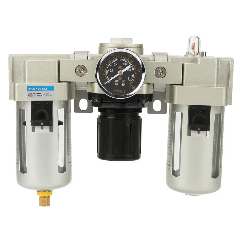 

G1/2 Aluminum Alloy Air Source Gas Treatment Unit Filter Pressure Regulator With Gauge Accuracy 25um Good Sealing