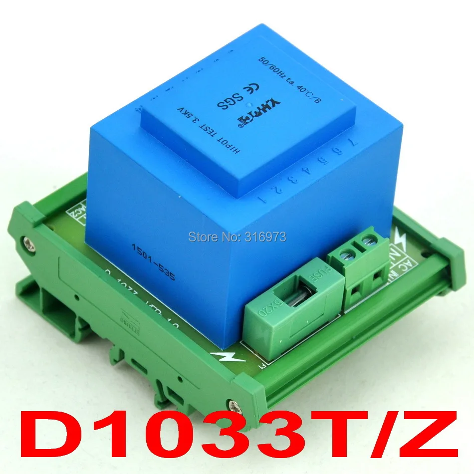 

P 230VAC, S 2x 24VAC, 20VA DIN Rail Mount Power Transformer Module,D-1033T/Z,24V