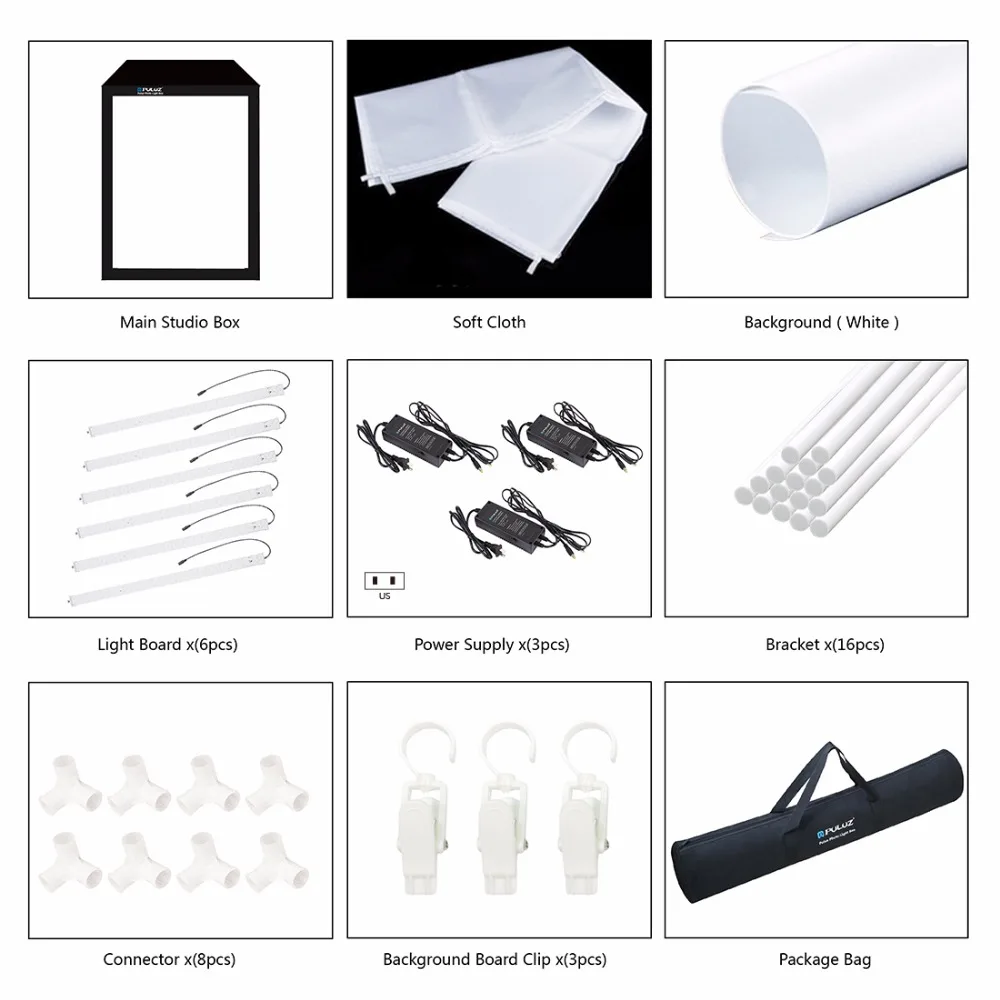  PULUZ Photo Box 200cm Foldable 6 Light Strip Bars 240W 5500K Photo Lightbox Studio Shooting Tent Bo